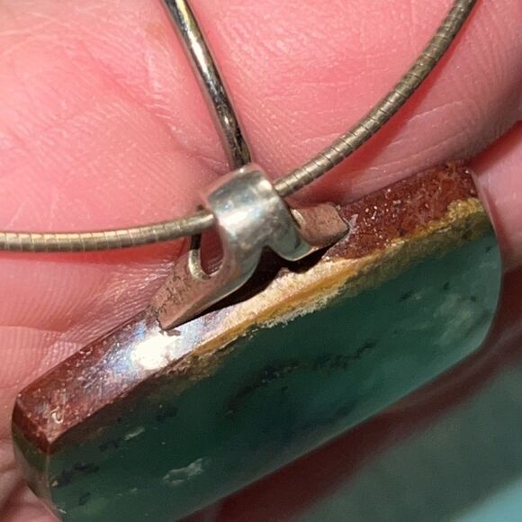 Natural Chrysoprase Sterling Silver Snake Chain Necklace - Picture 8 of 12